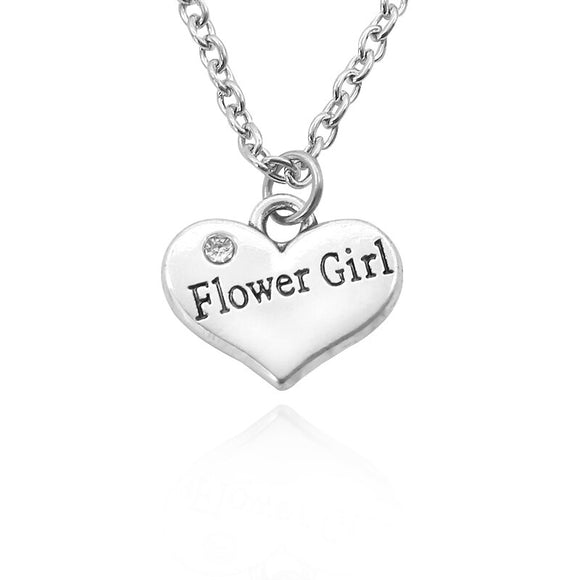 Necklace Carved Letter Heart Rhinestone